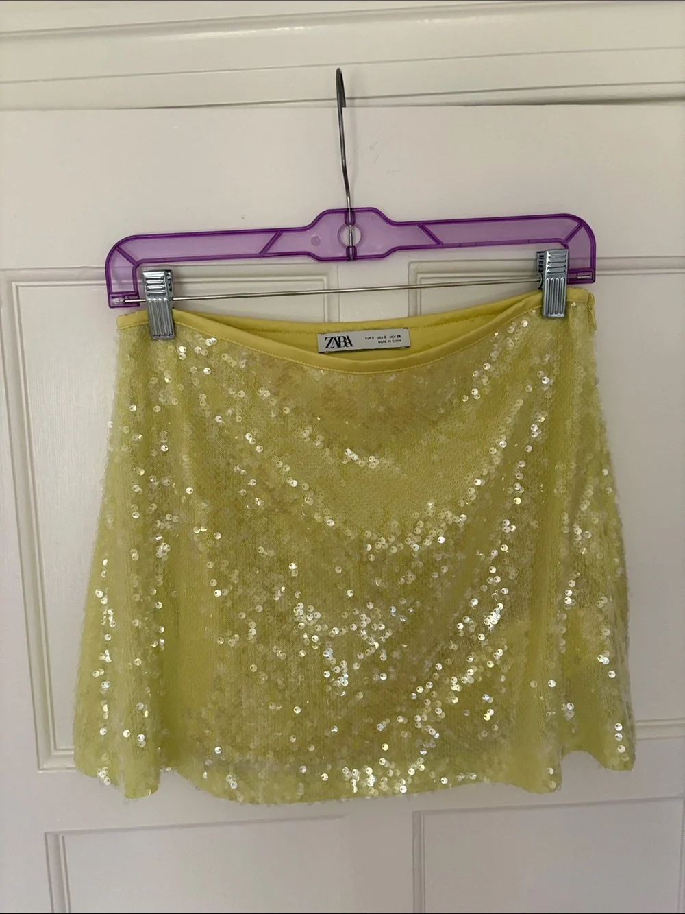 Zara Yellow Sequin Mini Skirt